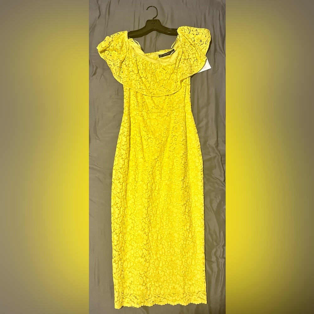 Zara Yellow Lace Dress